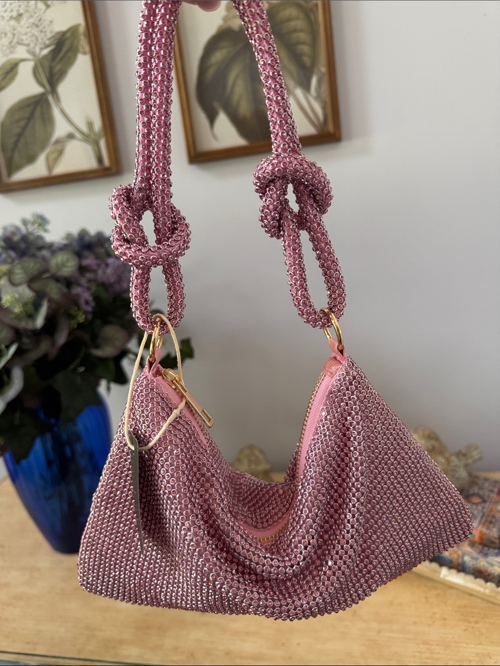 Pink Crystal Mini Shoulder Bag - Designer-Inspired